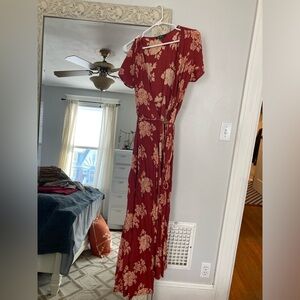Floral Red Maxi Dress - Lulus size XL